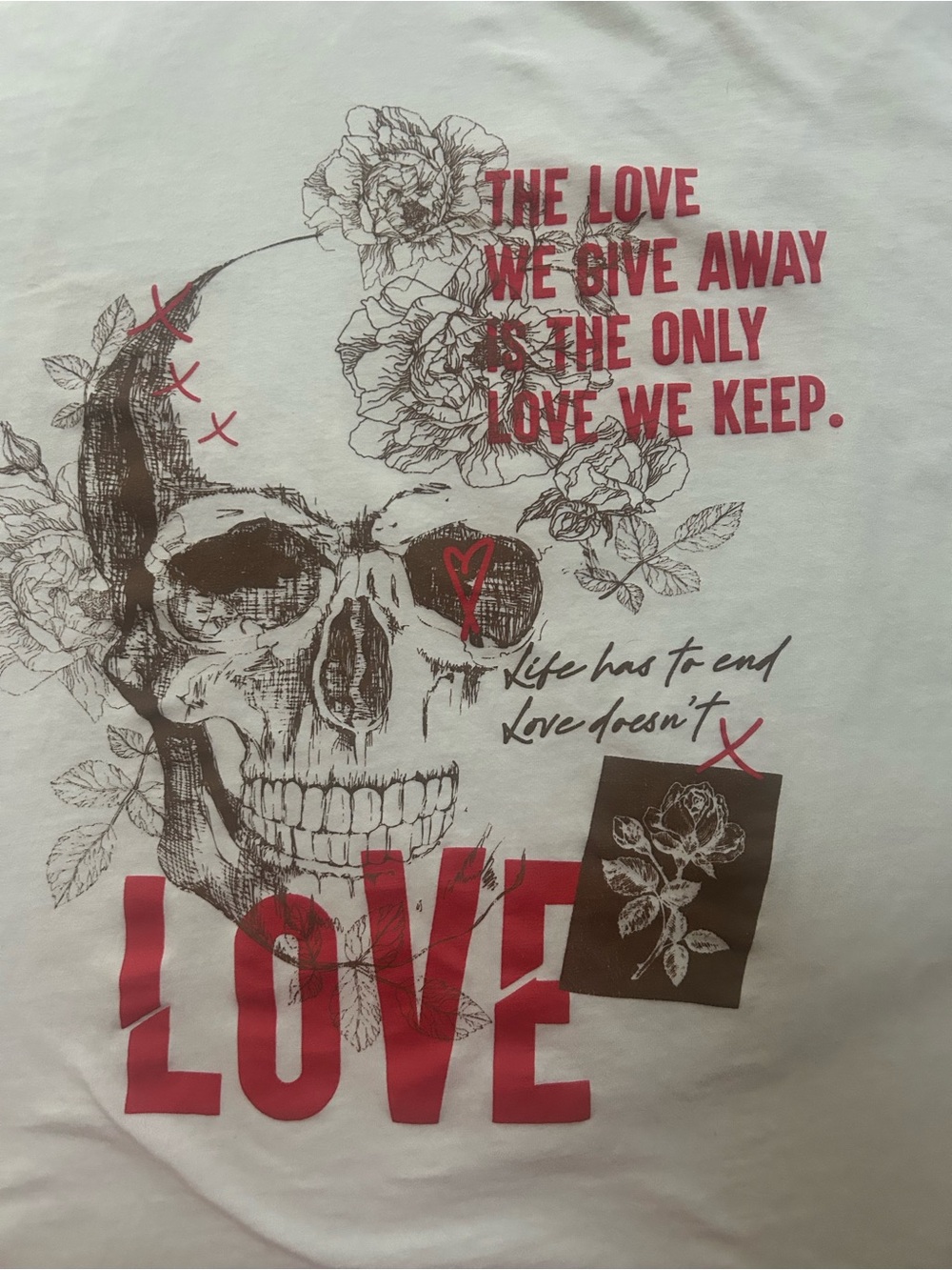 Urban Man Men’s White Graphic 'Love' Skull T‑Shirt